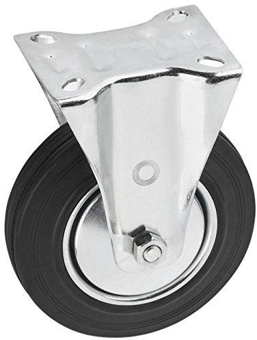 Metafranc Bockrolle Ø 125 mm - 104 x 80 mm Platte - Vollgummi-Rad - Weiche Lauffläche - Rollenlager - 100 kg Tragkraft / Transportrolle / Möbelrolle / Schwerlastrolle / 800600