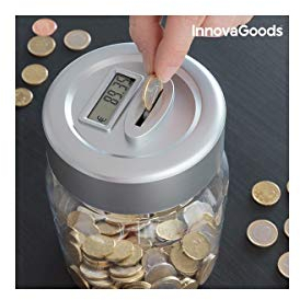 InnovaGoods® Salvadanaio digitale Savny, risparmia denaro in modo divertente e pratico. Funziona solo con tutte le monete euro, ideale per la casa e l'ufficio.