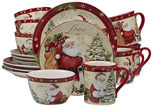 Certified International 89127 Holiday Wishes 16 piece Dinnerware Set, Set of 4, One Size, Mulicolored