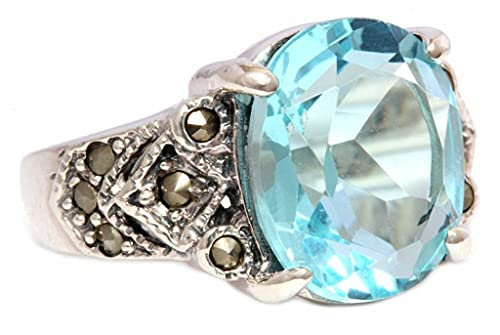 Windalf Vintage Bohemia Ring ANÂCIA 1.2 cm Hellblauer Kristall Elbenring Trachten-Schmuckring 925 Sterlingsilber (Silber, 60 (19.1))