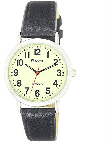 Ravel - Reloj con Esfera Luminosa Que Brilla en la Oscuridad - Cuarzo Analógico - R.GL.03 - Negro