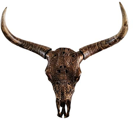 MichaelNoll Stierkopf Bullenkopf Bullenschädel Geweih Hörner Stier Wanddekoration Polyresin Riesig Luxus Groß - Moderne Wanddeko für Schlafzimmer oder Wohnzimmer - Deko Dekoration - XXL 72 cm