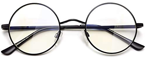Joopin Occhiali anti Luce Blu Uomo Donna Riposanti Riposo Trasparenti Rotondi Filtro Blue Light Blocking Glasses per Gaming Computer (Montatura Nero)