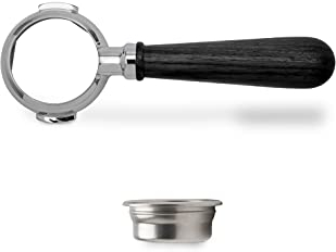 LELIT - LELIT - 58 Bottomless Portafilter - Includes 2-Dose Stainless Steel Filter - Wood Handle - PLA580B - Silver/Black Walnut Wood