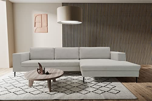 DOMO. collection Sofá esquinero Mendoza en Forma de L, Moderno sofá esquinero, sofá esquinero sin Suelo, Esquina, Esquina tapizada, 244 x 173 x 83 cm (Ancho x Profundidad x Alto), Color Plateado