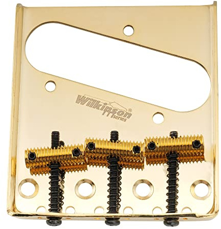 Wilkinson WOT01T 54mm Telecaster Steg Bridge 3 Gewinde Saitenreiter für Tele T-Style E-Gitarre, Gold