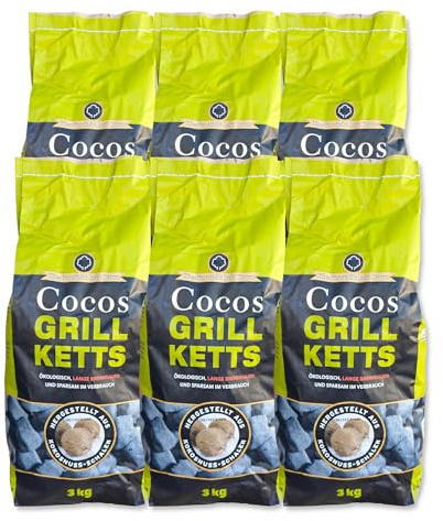 Cocos Grillbriketts 18 kg aus Kokosschalen Premium Grill Brikett Kohle Lange Brenn-& Glutdauer für Grill, Smoker, Dutch Oven | Energie Kienbacher