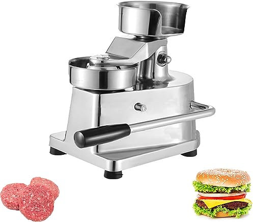 PODEC Commercial Hamburger Patty Maker, 10cm Manual Burger Forming Machine with Non-slip Feets, Stuffed Burger Press, Quickly Press Out The Patties, for Burger Restaurants Fast Foods