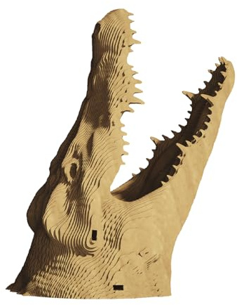 CARTONIC Krokodil 3D-Puzzle aus Karton – Skulptur-Bausatz | 99 Teile, 22 × 18 × 14 cm – Bastelset aus recycelter Pappe zum Stecken & Bemalen, für Jugendliche & Erwachsene, Geschenkidee