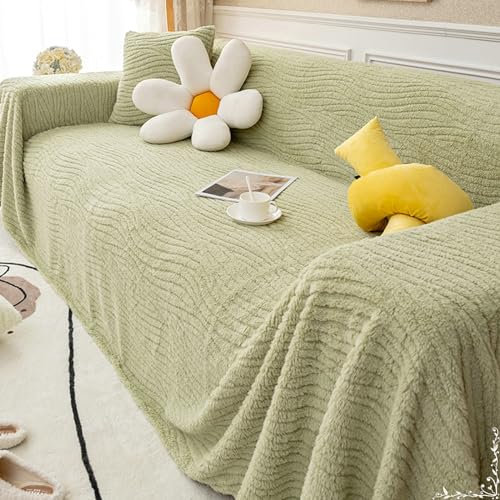 Ayoiow Sofahusse Set Bezug Sofa Grün Bezug Sofa 2 Sitzer Flanell Einfarbig