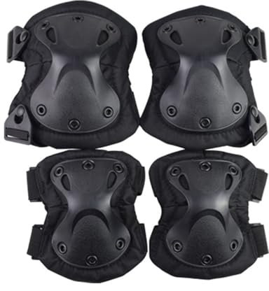 HERCHR Protège-Genoux, Protège-Genoux Et Protège-Coudes Conception Ergonomique Genouillères Et Coudières De Moto à Enfiler Et à Enlever Rapidement Coussinets pour Adultes Cyclisme Vélo(Noir)