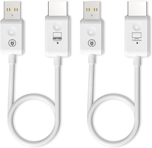 Mokeum Kit émetteur et récepteur HDMI sans fil, adaptateur d'extension sans fil HDMI 1080p 60 fps, adapté pour la projection vidéo et audio de PC, ordinateurs portables, vers HDTV/projecteurs, Plug