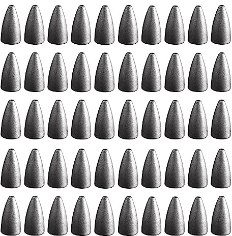 SagaSave Wurmfischen Sinker Gewichte Set, 50Stück 10g Bullet Angelgewichte, Metall Sinker Gewichte zum Angeln von Sinkern, Bullet Köder Fallgewichte für Hecht Posenfischen mit Toten Ködern