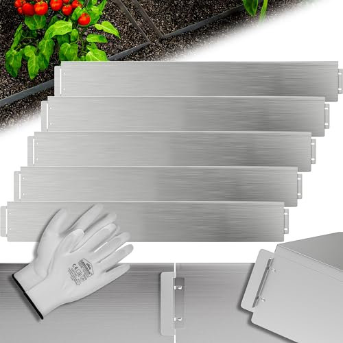 GARDEBRUK® Recinzione Prato 25m 100x18cm in Metallo Zincato Bordo Giardino Delimitazione Aiuole Bordi a Incastro