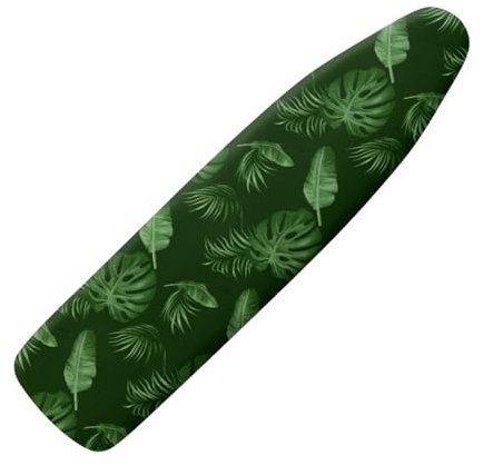 Treer 3D Bügelbrettbezug, Für 132-139cm x 33-40cm Bügelbrett, Ersatz-Bügelbrettbezug, Universeller Bügelbrettbezug Mit Schnallenriemen An Der Unterseite, Schmutzabweisender (grüne Blätter)