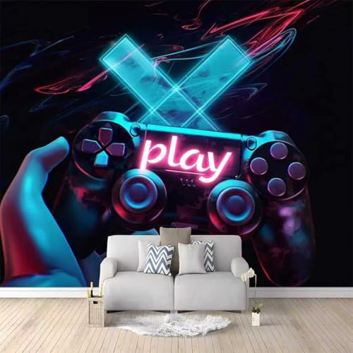Générique Papier Peint intissé Joueur Manette Noir 250x175 cm Papier Peint Photo Panoramique, Poster Geant Mural Personnalisé 3D, pour Salon Cuisines Chambre Adulte Enfant Décor Murale
