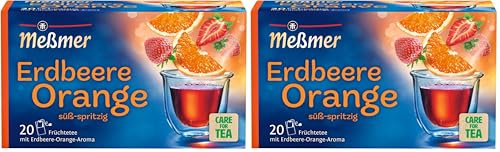 Meßmer Erdbeere-Orange | 20 Teebeutel | Glutenfrei | Laktosefrei | Vegan (Packung mit 2)