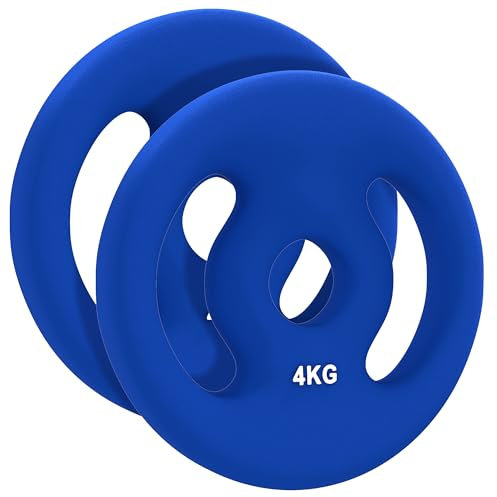 SPORTNOW 2er-Set Hantelgewichte, 2 x 5 kg Gewichte, Hantelscheiben-Set, Gewichtsscheiben für 2,5 cm Hantelstange, Ø 30 mm Bohrung, Blau