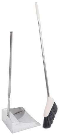 minkissy Stainless Steel Broom Dustpan Long Handle Kitchen Broom Dustpan Household Cleaning Tools