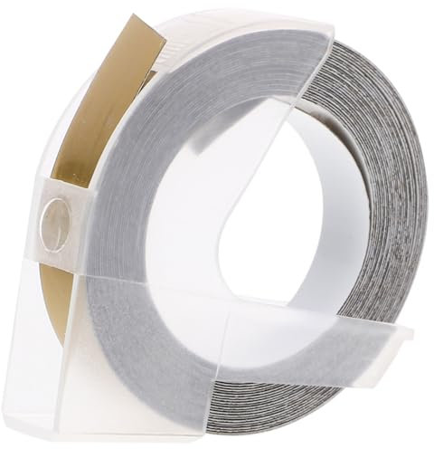 Gadpiparty Handdruck Embossing Etikettenband Gold für Manuelle Etikettiergeräte Vielseitige Beschriftbare Etiketten für Flaschen Namensschilder Preisschilder und Mehr