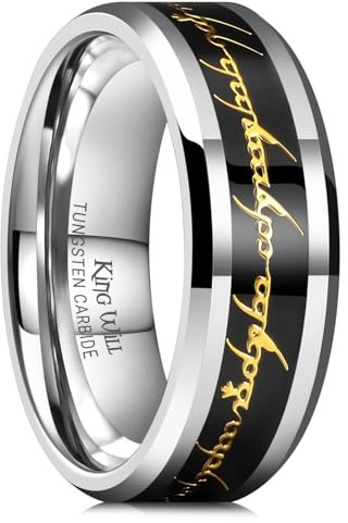 King Will Mens Tungsten Carbide Gunmetal Wedding Bands The Ring 8mm Magic Ring High Polished Comfort Fit T 1/2(10)