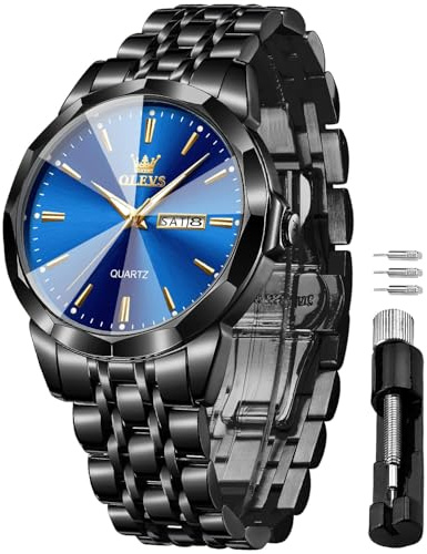 OLEVS Herrenuhren Skelettuhr Quarz Rennwagenrad Edelstahl Casual Sports Wasserdicht Leuchtend Herrenarmbanduhren