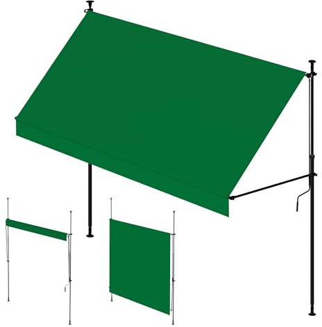 Wasabi - Toldo Portatil 300x120cm Cityline - Altura Ajustable - Montaje sin Taladrar - Lona Protección UV - Inclinación Regulable - Resistente para Exteriores, Jardín, Balcón - Verde