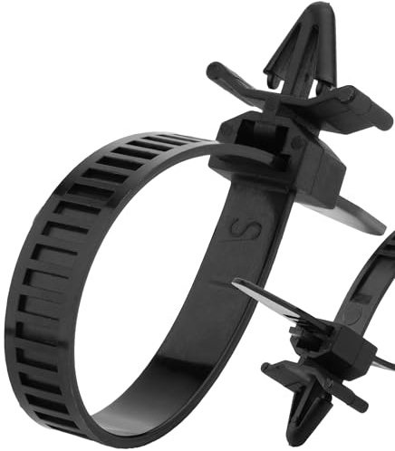 Boltza Push Mount Releasable Cable Ties, 150mm x 8mm Black Nylon Zip Ties, Reusable Zip Ties with Panel Clip, Cable Tie Mount for Secure Wire Management (20)