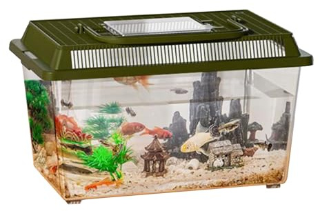 Lesunbak Reptilien-Terrarium, Schlangenzuchtbox, transparent, tragbar, kleines Aquarium, Futterbox mit Griff, Terrarium, Schlüpfträger für Schnecke, Outdoor und Zuhause