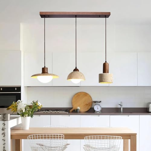CNMKLM Lampada A Sospensione Giapponese Wabi Sabi Con Paralume In Pietra Naturale, Moderna Nordica Lampadario Regolabile In Altezza For Tavolo Da Pranzo, Isola Cucina, Sala Da Pranzo(B)