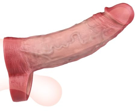 Jpscor Realistischer Penis Sleeve mit Hodenring & Venenstruktur, Penishülle zur Penisverlängerung und Zeit Verlängern, Penis Vergrößerung Extender G-Punkt Massage Sexspielzeug für Paare(OS-ADL5072)