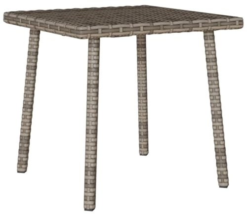 HaoChrymec Garten-Couchtisch mit PE-Rattan, Pulverbeschichteter Stahlrahmen, Kompakte Größe, Loungetisch Outdoor, Beistelltisch Garten, Grau, 40 x 40 x 37 cm