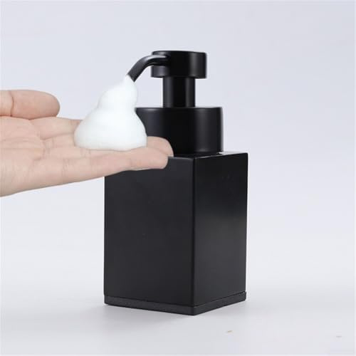 Dispenser di sapone schiumoso da 200 ml, in acciaio inox, erogatore a pompa a mano, per shampoo, bagno, cucina, lavello (nero)