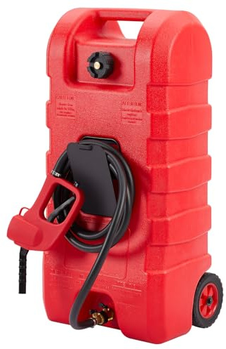 Garvee Tanica Benzina 15 Galloni, Serbatoio Carburante Heavy Duty con Pompa Manuale, Tubo da 3m e Ruote, Contenitore Portatile Antigoccia per Tosaerba, Auto, Barche, ATV