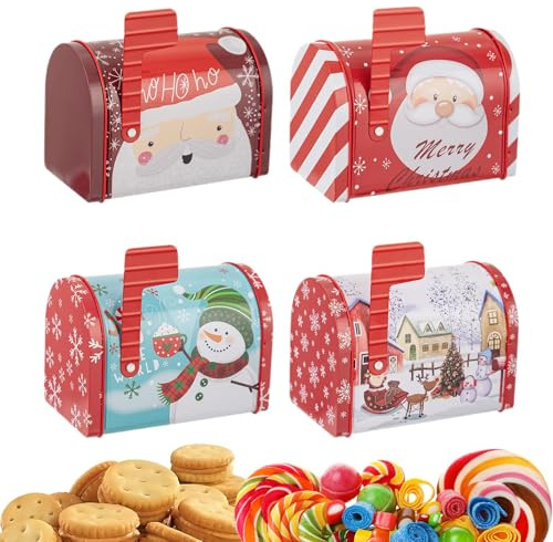 usefulbeauty Buzón de Navidad de hierro - Gran contenedor de hojalata de 4 piezas | Buzón de Papá Noel, para cumpleaños, Halloween, Acción de Gracias, Año Nuevo, Adultos Familia Amigos