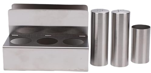 SUNGOOYUE Salero, Soporte para Palillos de Dientes, Dispensador de Condimentos de Acero Inoxidable 304, Botellas de Condimentos para Cocina, Restaurante, Camping