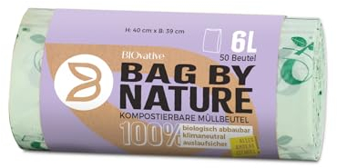 Sacchi per la Spazzatura Organica da 6L senza Manico - Made in Germany - 100% compostabile e biodegradabile - Disponibile Anche da 10L, 20L, 30L