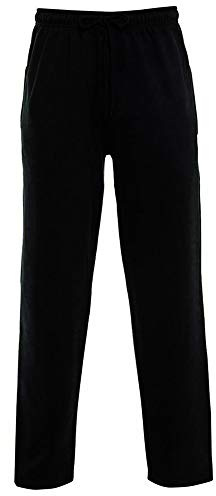 Parsa Fashions Pantalones de correr con dobladillo abierto para hombre, pantalones de chándal lisos de forro polar, pantalones deportivos para gimnasio, tallas grandes S a XXXXXXXL, S - 7XL, Negro