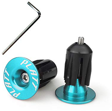 PLATT - Tappi terminali in Alluminio per Manubrio, per Mountain Bike, Bici da Strada, BMX (1 Coppia), Blu.