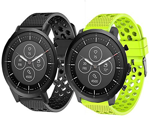 LvBu Armband Kompatibel Für Fossil Collider HR, Sport Silikon Classic Ersatz Uhrenarmband Für Fossil Hybrid Smartwatch HR Collider/Fossil Collider Hybrid Smartwatch (Schwarz+Grün)