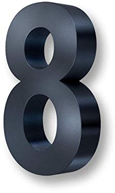 Metzler Número de Casa 3D - Revestimiento de Polvo Mate - Número de Casa Color Anthracita (RAL7016) - Incluye material de montaje - Altura 20 cm (Número 8)