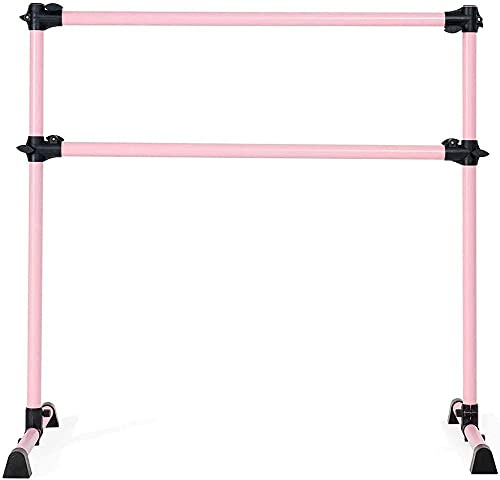 Beihaoer Barra de ballet doble con soporte antideslizante, barra de ballet portátil para gimnasio en casa, barra de gimnasia ajustable de 1,2 m, color rosa