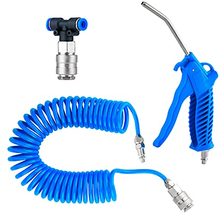 Knpwer Air Blow Gun with 5 Metre,Recoil Cleaning Hose Tools Heavy Duty Air Duster for Lorry Truck Car