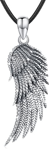 Eusense Engelsflügel Kette Flügel Anhänger Halskette Geschenke Engelsflügel Ohrringe 925 Silber Schutz Schmuck für Damen Herren Muttertag Vatertag