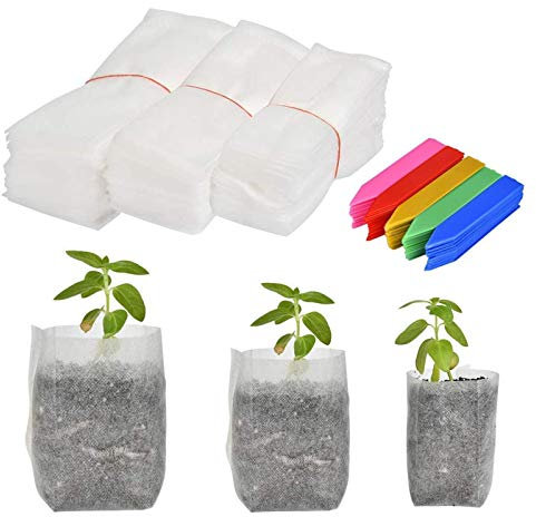 300 Stück Pflanzsack Eckig Set, Pflanzsack Biologisch Abbaubar, Kartoffelsack Pflanzsack Bio Kartoffeln, Tomatentopf Balkon, Tomaten Kübel Vliesstoff Blumentopf Draussen für Kindergarten Pflanzen