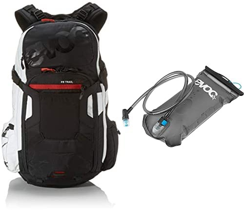 EVOC FR TRAIL UNLIMITED 20l Protektor Backback für Bike-Touren HYDRATION BLADDER 1,5 Trinkblase für den Rucksack (Größe: S, Rückenprotektor, ergonomisch, Hüftgurt), Schwarz/Weiß/Carbon Grau