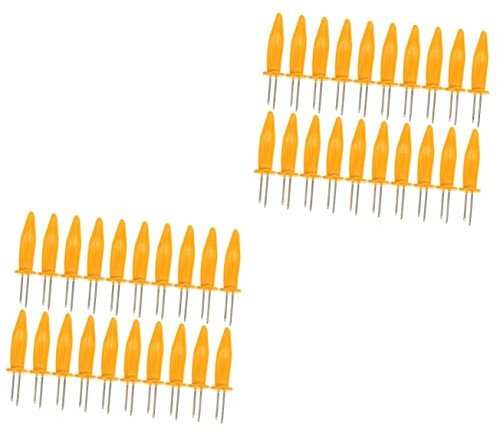 YARNOW 40piezas Tenedor De Maíz De Acero Inoxidable De Accesorio Multifuncional Para Barbacoa Camping y Picnics Para Carnes Frutas y Verduras