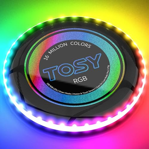 TOSY Flying Disc – 16 Millionen RGB-Farben, Hell, Smart-Modi, automatisches Aufleuchten, wiederaufladbar, Geburtstags, Ostern, Männer/Jungen/Kinder, 175g Frisbee