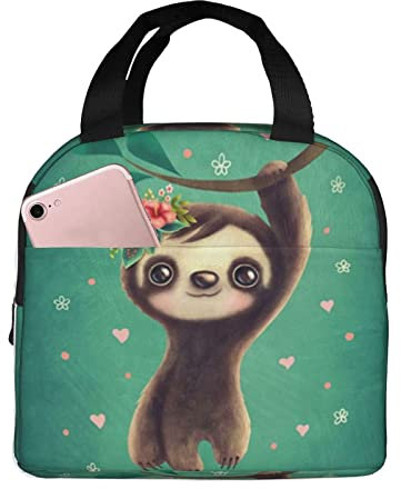 XVBCDFG Linda bolsa de almuerzo con perezoso para oficina al aire libre, papel de aluminio portátil, aislamiento grueso y bolsa Bento para mantener fresco