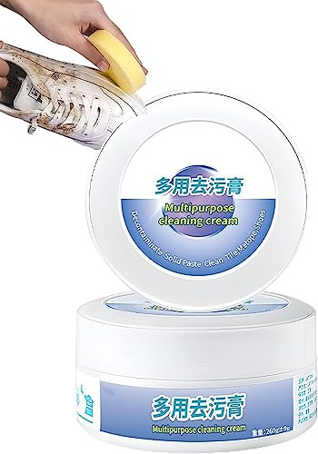 Crema multifunzionale per la pulizia e la rimozione delle macchie, crema per la pulizia delle scarpe bianche con spugna, pasta solida decontaminante multiuso che non necessita di lavaggio (1PC)